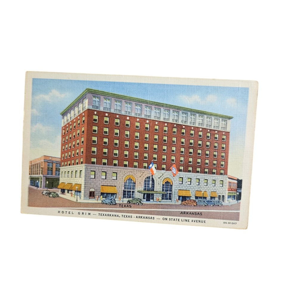 Vintage Hotel Grim Texarkana Texas Arkansas Linen Postcard Curt Teich 6A-H1267